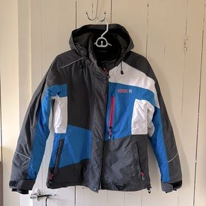 Women's Black & Blue Ski Jacket with Hood